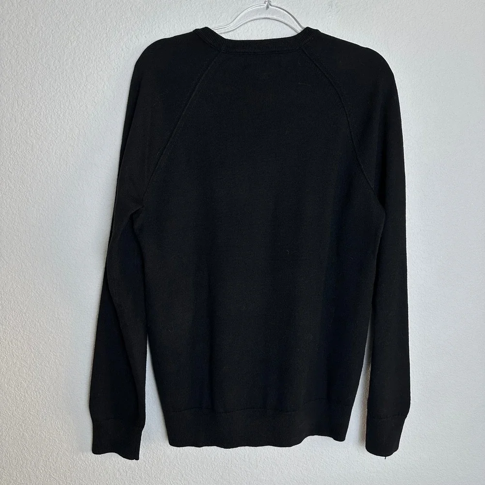 Banana Republic Mens M Tall Black Baruffa Italian Merino Wool‎ Crewneck Sweater